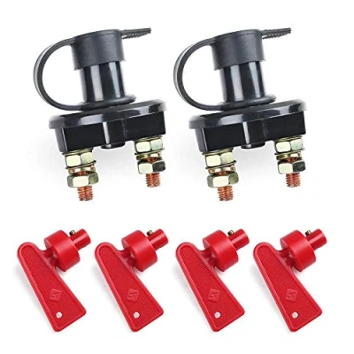 Afbeelding van LotFancy 2 Stuks 6V/12V/24V Batterij Stroomonderbreker voor Motorfiets Auto Camper Schakelaars met 4 Verwijderbare Sleutels, 200A/1000A