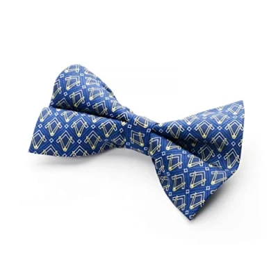Afbeelding van THE MASONIC COLLECTION Vrijmetselaars Craft Strikje 100% Zijde Geweven Nekband Vierkant &amp; Kompas Ontwerp in Blauw, Eén maat
