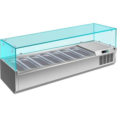 Afbeelding van Koel opzetvitrine met glas 7x 1/3GN (H)43,5x(B)160x(D)39,5