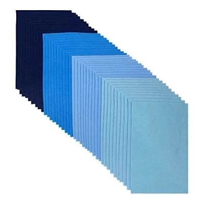 Afbeelding van Craft vilt Stof, 20 x 30 cm om te knutselen, 4 kleuren, 40 stuks, gekleurde viltvellen voor doe het zelf decoraties en feestprojecten (blauwe serie)
