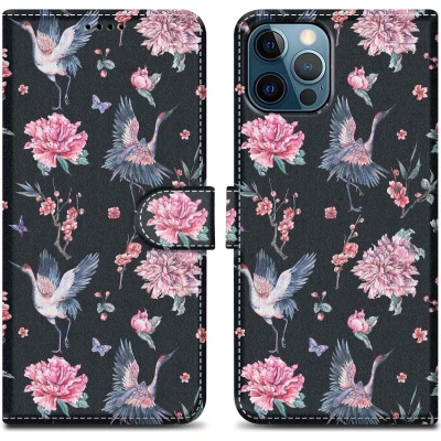 Afbeelding van Cadorabo Hoesje geschikt voor Apple iPhone 13 PRO MAX Design Kraan &amp; Bloemen No. 9 Beschermhoes Case Cover met magnetische sluiting, standaardfunctie en kaartvakje