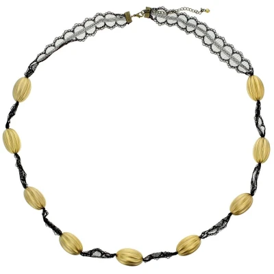 Afbeelding van Behave Lange ketting met kant en goudkleurige kralen