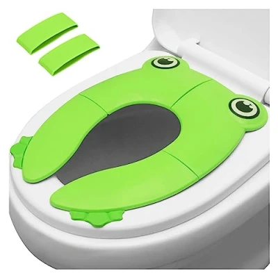 Afbeelding van wc bril Opvouwbare reis voor kinderen en zindelijk worden Draagbare siliconen peuters, jongens meisjes met slipvaste kussentjes Recyclebare