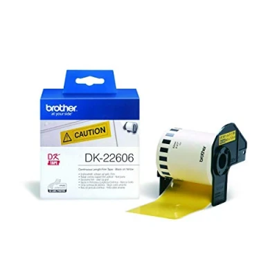 Afbeelding van brother DK 22606 gele compatible labels, 62 mm x 15,24 m, incl houder, permanent
