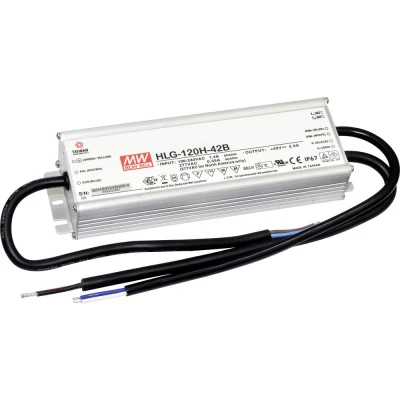 Afbeelding van Mean Well HLG 120H 20A LED driver, transformator Constante spanning, stroomsterkte 120 W 6 A 20 V/DC PFC schakeling, Overbelastingsbescherming,