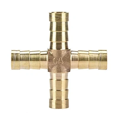 Afbeelding van 5 stuks 4 weg T stuk messing slanglijm, connector prikkeldraad kruis lucht water olie gas brandbaar 6/8/10/12 mm (10 mm)
