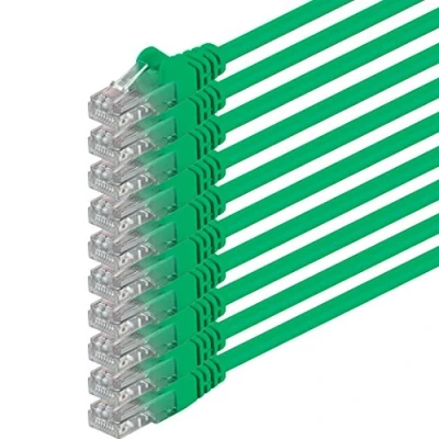 Afbeelding van 1aTTack, CAT6, UTP netwerkkabel met 2 x RJ45 stekkerset (5 stuks) 0,5m groen 10 stuk