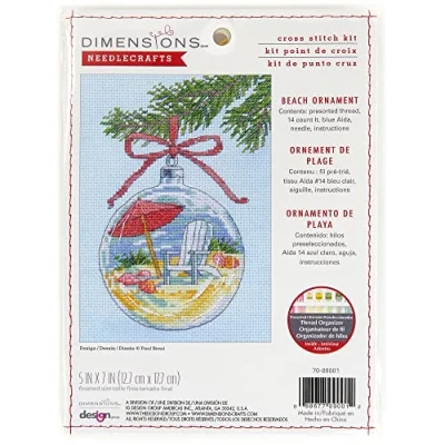 Afbeelding van Dimensions Kerst geteld kruissteek kit, 14 cnt. lichtblauw aida, 5&quot; x 7&quot;