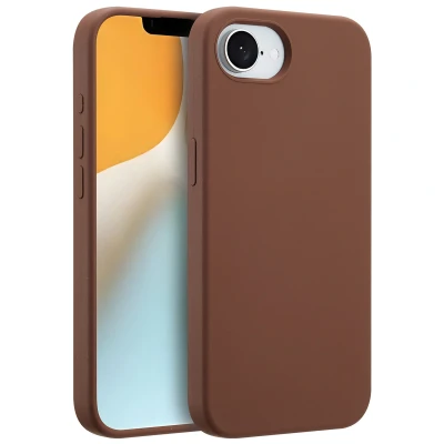 Afbeelding van iPhone SE 4 MagSafe Hoesje Siliconen en TPU (zacht) Accezz Softcase/Backcover Bruin Telefoonhoesje