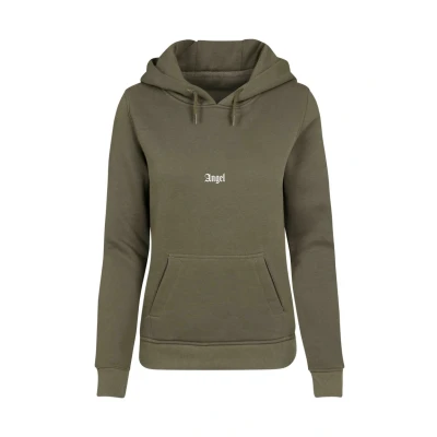 Afbeelding van Miss Tee Dames hoodie Angel Hoody, casual met rugprint, regular fit, maten XS 5XL, olijfgroen, 3XL