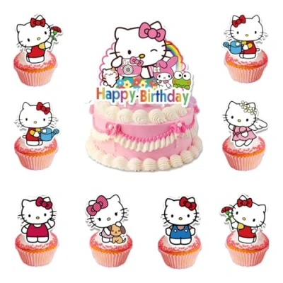 Afbeelding van DecPtyTa taartdecoratie verjaardagsdecoratie taart topper cupcake toppers geschikt voor kinderen Verjaardag Feestdecoratie(L)