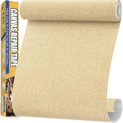 Afbeelding van Patch zelfklevende stof, 40 x 160 cm waterdichte stoffen plakband, canvas patches voor buitenmeubels, bootafdekkingen, banken, tenten, loungestoelen, zonwering, beige geel