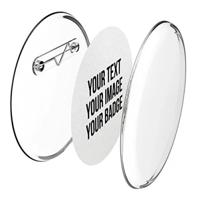 Afbeelding van Buttons zelf maken zonder buttonmachine (56 mm, 50 stuks) opsteekbuttons set met naald pinnen en A4 buttonpapier