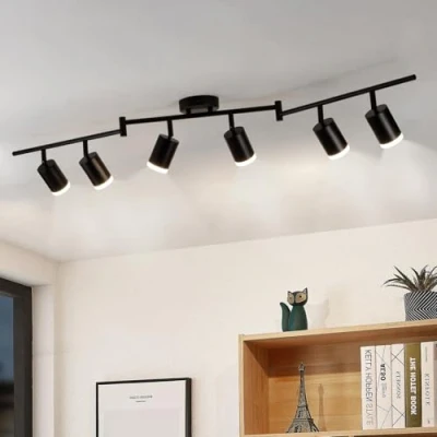 Afbeelding van Gr4tec LED Plafondlamp 6 Vlam, Moderne Spot Zwart, Draaibaar, Metalen Plafondspot GU10 voor Hal Keuken Slaapkamer Woonkamer (Zonder Lamp)