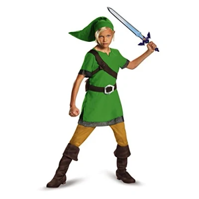 Afbeelding van The Legend of Zelda DISK85718K Classic Nintendo Link Kostuum, Kinderen, Medium, M