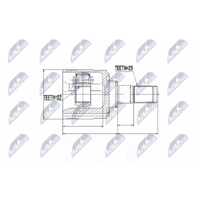 Afbeelding van Homokineet reparatie set, aandrijfas NTY NPW KA 318