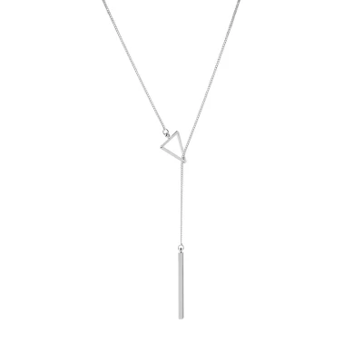 Afbeelding van Zilver Plated Ketting met driehoek en staafje