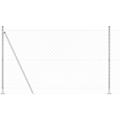 Afbeelding van vidaXL Hek van kettingschakels met 7 flenspalen 1,5x10 m Gegalvaniseerd staal