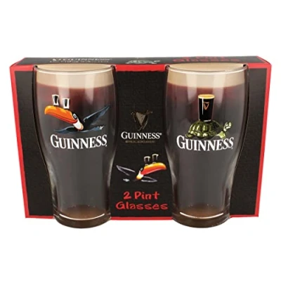 Afbeelding van Guinness Official Merchandise Tortoise/Toucan Gilroy 2 Pint Glazen Set Transparant