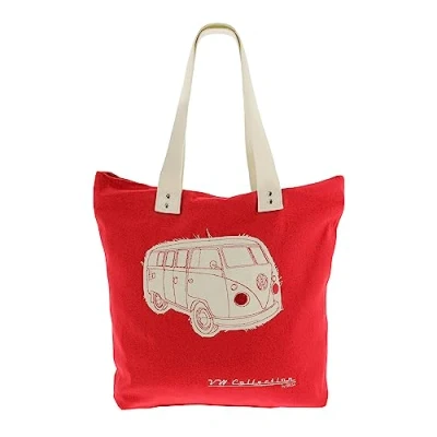 Afbeelding van BRISA VW Collection Volkswagen T1 Bus Transporter Canvas Shopper Zak Rood