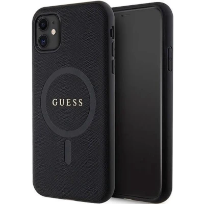 Afbeelding van Bescherming Guess GUHMN61PSAHMCK iPhone 11 / Xr 6.1&quot; black hardcase Saffiano MagSafe