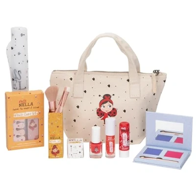 Afbeelding van Miss Nella make up en nagellakset voor kinderen, kleine meisjes, hypoallergeen, dermatologisch getest, niet giftig, uptas van canvas, veilig grappig (Sprinkles &amp; Sparkles Blue)