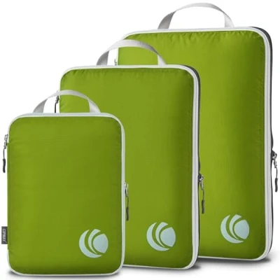 Afbeelding van Cipway Compressie verpakking kubussen, ultralichte reisbagage organizer sets uitbreidbare reisbenodigdheden voor handbagage (groen 3 stuks)