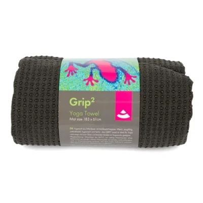Afbeelding van Bodhi GRIP2 yogahanddoek yoga handdoek met antislipnoppen microvezel antislip trainingshanddoek ideaal voor hot yogamatoplegger antibacterieel antraciet
