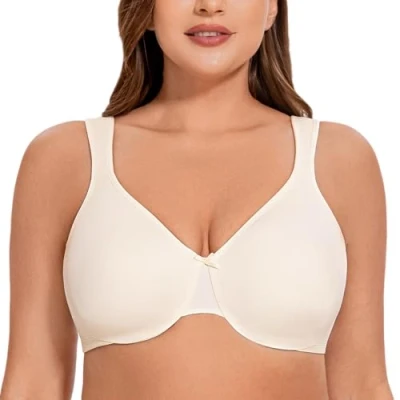 Afbeelding van MELENECA Women&#039;s Plus Size Full Coverage Underwire Seamless Non Padded Minimizer Bra Gebroken wit 75F