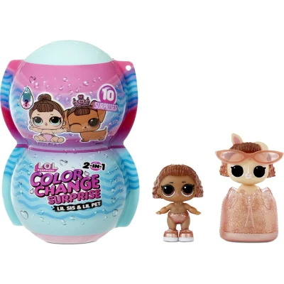 Afbeelding van L.O.L. Surprise! 2 in 1 Me &amp; My Lil Sis + Pet Color Change Minipoppen