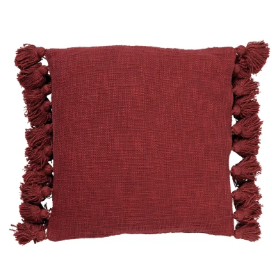 Afbeelding van Dutch Decor RUBY Sierkussen 45x45 cm 100% katoen met flosjes Merlot rood