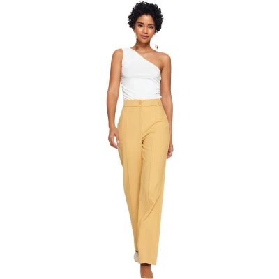 Afbeelding van Trendyol Mink Rechte/Rechte Pasvorm, Geribde, Gestikte Geweven Broek Met Hoge Taille Twoss21Pl0093