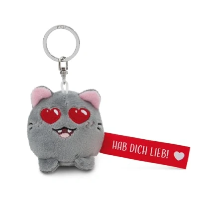 Afbeelding van NICI Sleutelhanger kat Hab Dich lieb 5 cm grijs trouwe metgezel voor rugzak of tas, sleutelhouder klein en groot 62061