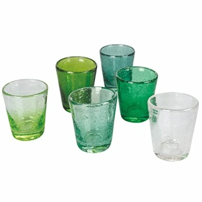 Afbeelding van Cancun Greenery Set van 6 waterglazen mondgeblazen glas, 330 ml