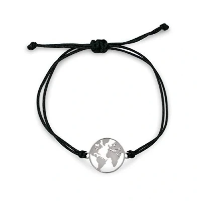 Afbeelding van Nuoli® Wereldbol armband voor dames (verstelbaar tot 20 cm), met wereldkaarthanger, vrouwen en meisjes, van roestvrij staal, centimeters, Textielband