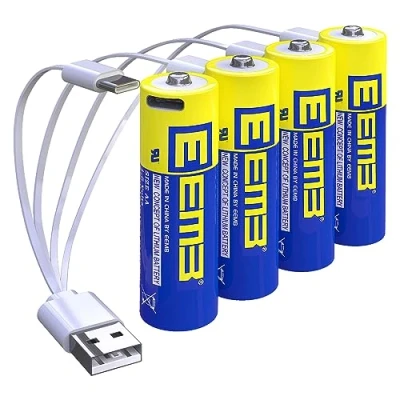Afbeelding van EEMB AA Batterijen 4Pack Oplaadbare Lithium USB Type C Oplaadkabel Vervangende Batterij 1,5V 2600mWh voor Blink Camera Zaklamp