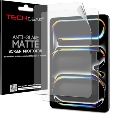 Afbeelding van TECHGEAR Anti schittering (2 stuks) schermbeschermers voor Apple iPad Pro 13 inch (M4) 2024 [Nieuwe EASY FIT] MATTE Edition Screen Protector Guard Covers