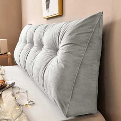 Afbeelding van Yanman Grote wigkussens hoofdeinde driehoekig rust leeskussen, lendensteunkussen taille rugleuning, zachte positioneringssteun voor op de bank, 60 x 50 20 cm