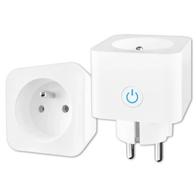 Afbeelding van Alexa Smart stopcontact, wifi, (FR), 16 A, 3680 W, stroomverbruik, intelligente stekker, compatibel met Google Home, app bediening, tijd /timer, 2 stuks