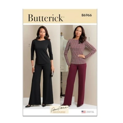 Afbeelding van BUTTERICK B6966A5 Misses&#039; gebreide tops en broek A5 (6 8 10 12 14)