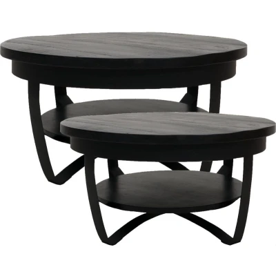 Afbeelding van Home67 Salontafel Cilamon ZwartZwart Set van 2