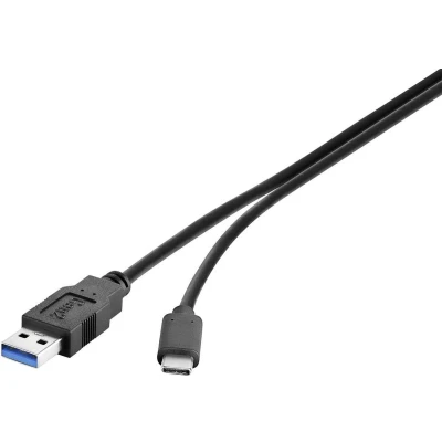 Afbeelding van Renkforce USB kabel 3.2 Gen1 (USB 3.0 / 3.1 Gen1) A stekker, C stekker 1.00 m Zwart Vergulde steekcontacten RF 4381080