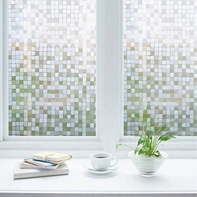 Afbeelding van Zindoo Mozaïek Raamfolie Privacy Folie Zonder Lijm Matglas Goede Bescherming voor Badkamers, Kleedkamers en Vergaderzalen 44,5 x 200cm
