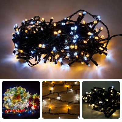 Afbeelding van Cheqo® Kerstverlichting Kerstboomverlichting Kerstlampjes Sfeerverlichting LED Verlichting Voor Binnen en Buiten Feestverlichting Lichtsnoer Microcluster 800 LED&#039;s 16M Wit &amp; Extra Warm Timer 8 Lichtfuncties