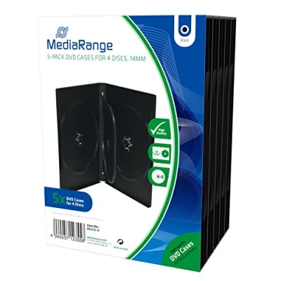 Afbeelding van MediaRange DVD doosje voor 4 schijven, 14 mm, zwart, 5 stuks
