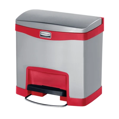 Afbeelding van Rubbermaid Slim Jim Front Step RVS rood Inhoud: 15 liter