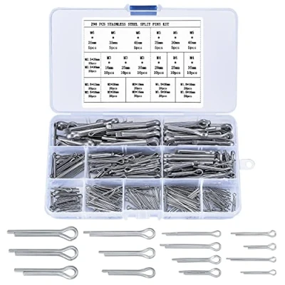 Afbeelding van 290 delig Assortiment splinten, RVS Veiligheidsspelden, Verende Pins, Carrosserieclips, Veiligheidsspeld, Spring Clipsets voor Auto&#039;s Campers Tuingereedschap
