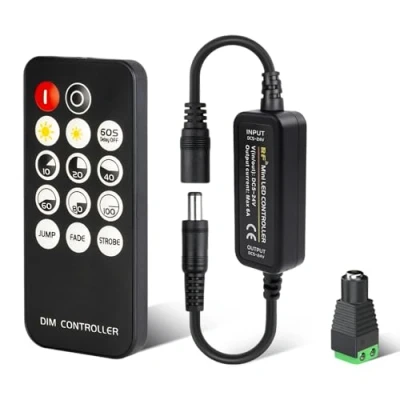 Afbeelding van DoRight Ledcontroller voor effen ledstrips, DC 5 V 12 24 V, led afstandsbediening, vervanging dimmer/schakelaar/helderheid met dynamische modus COB SMD