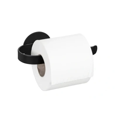 Afbeelding van WENKO Turbo Loc® Toiletrolhouder Mod. Bivio Black mat, wandhouder van aluminium, toiletpapieropslag, bevestigen zonder boren, zwart