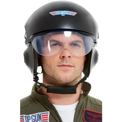 Afbeelding van Top Gun Deluxe Helmet, Black, with Adjustable Visor &amp; Chin Strap